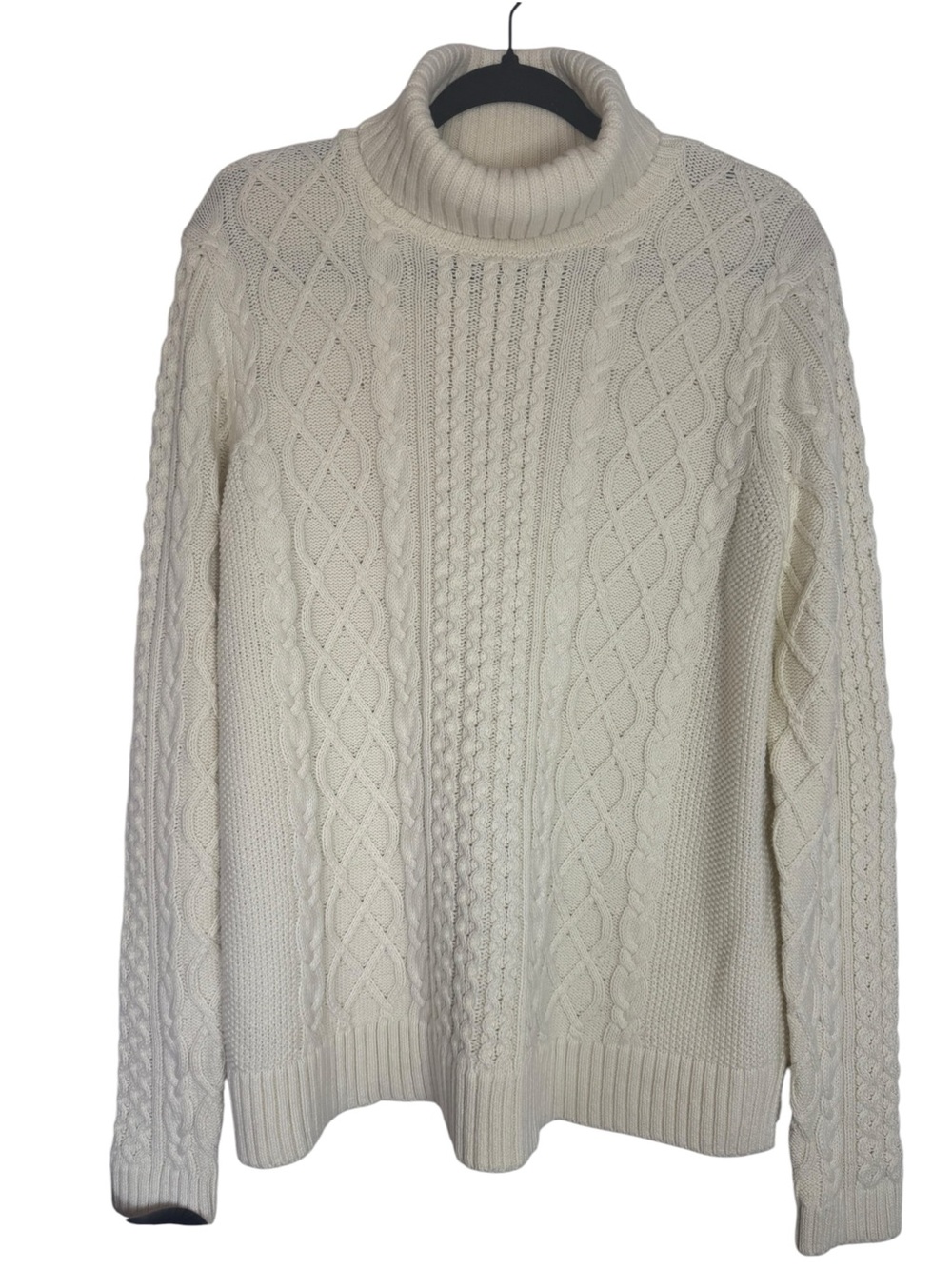 Lands End Cream Cable Knit Turtleneck XL Sweater